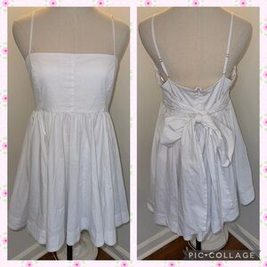 LIKELY Women’s 10 Elisia Solid White Bow Baby Doll Mini Dress